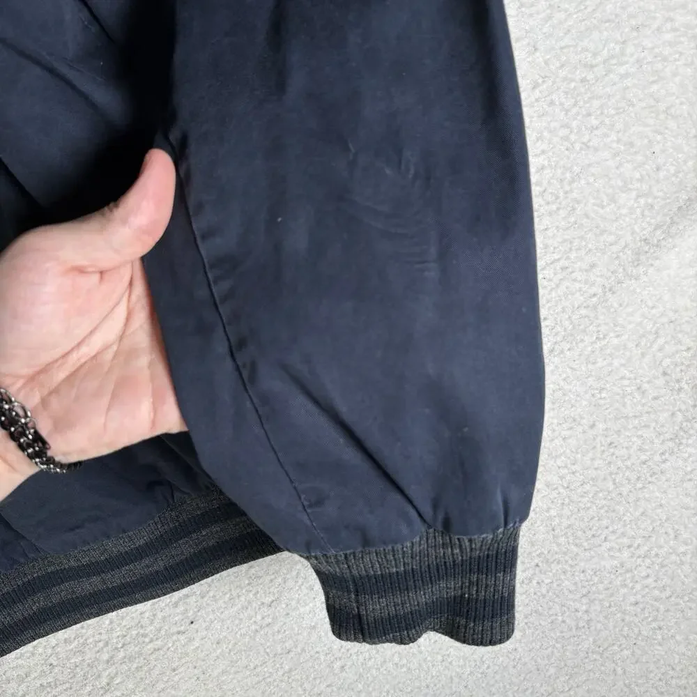 Vintage Old Navy Bomber Jacket Mens Small Blue Varsity Mesh Lined Band Collar